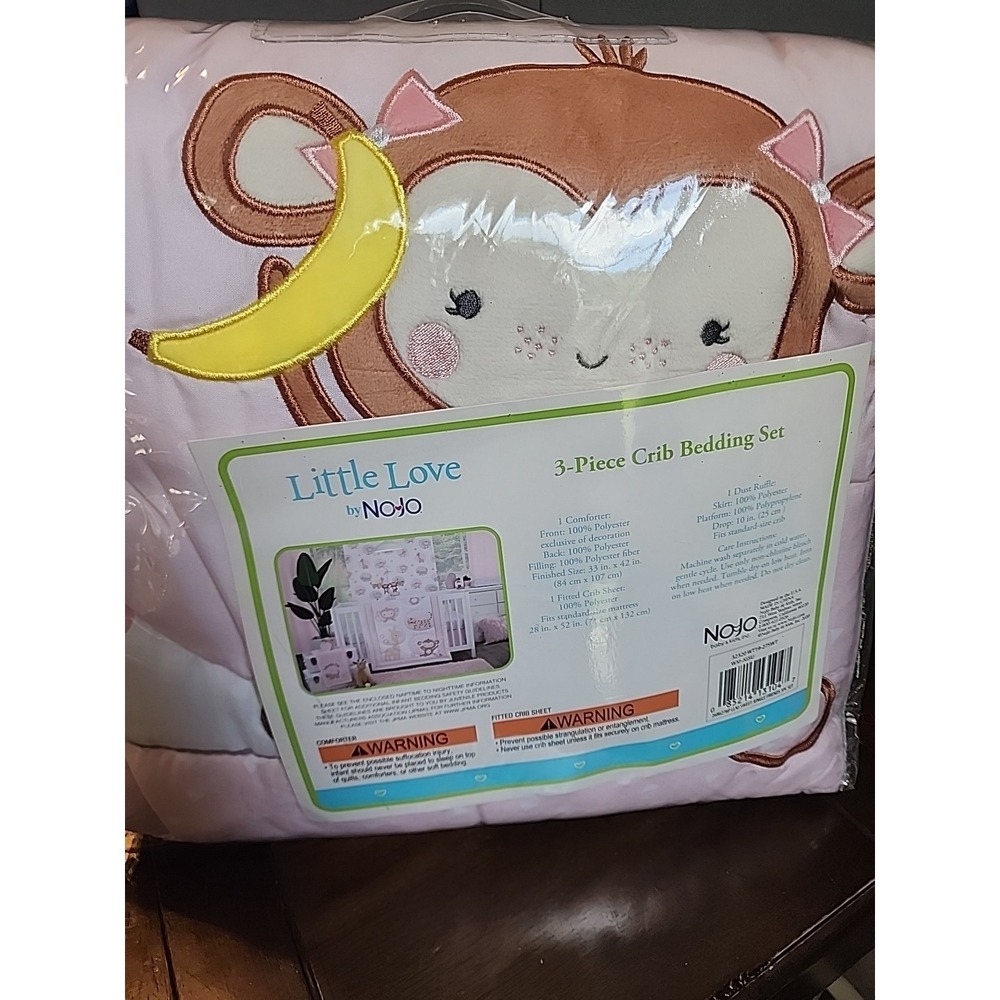 Little Love NoJo No Jo Crib Bedding Set Sweet Jungle Friends Pink Monkey Blanket